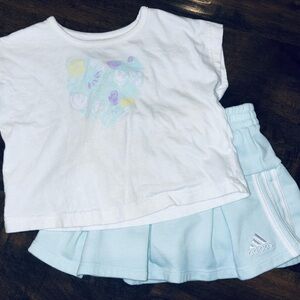 Adidas Light Blue Toddler shirt & skort set